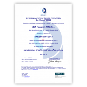 Certification Qualità UNI ISO 45001
